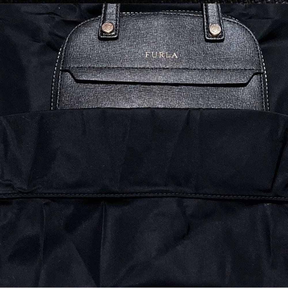 FURLA Black Foladable Shopper Tote - Rare - Picture 7 of 16